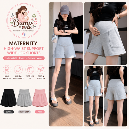 Maternity High-Waist Support Wide-Leg Shorts