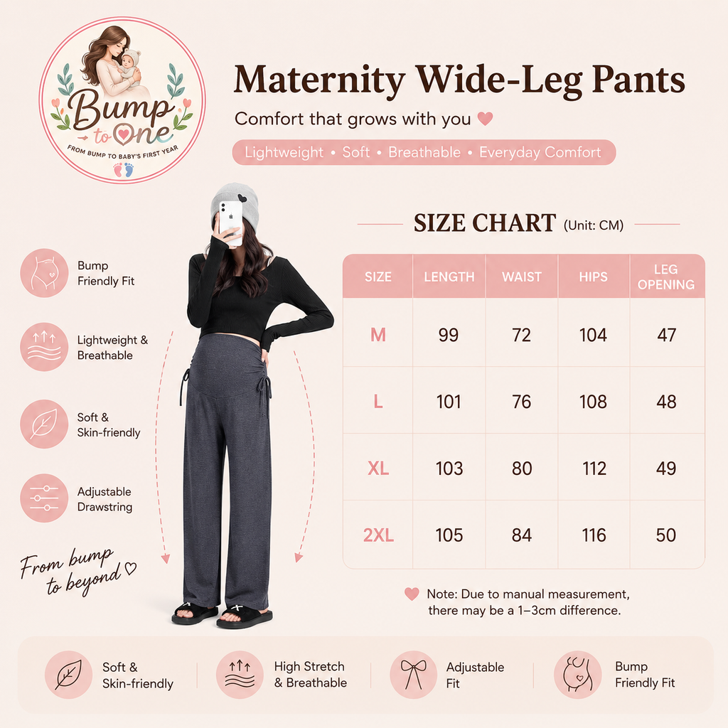 Maternity Ice Silk Wide-Leg Pants - Lightweight & Comfortable
