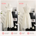 Maternity Summer Eyelet Midi Dress – Adjustable Strap & Stretch Bust