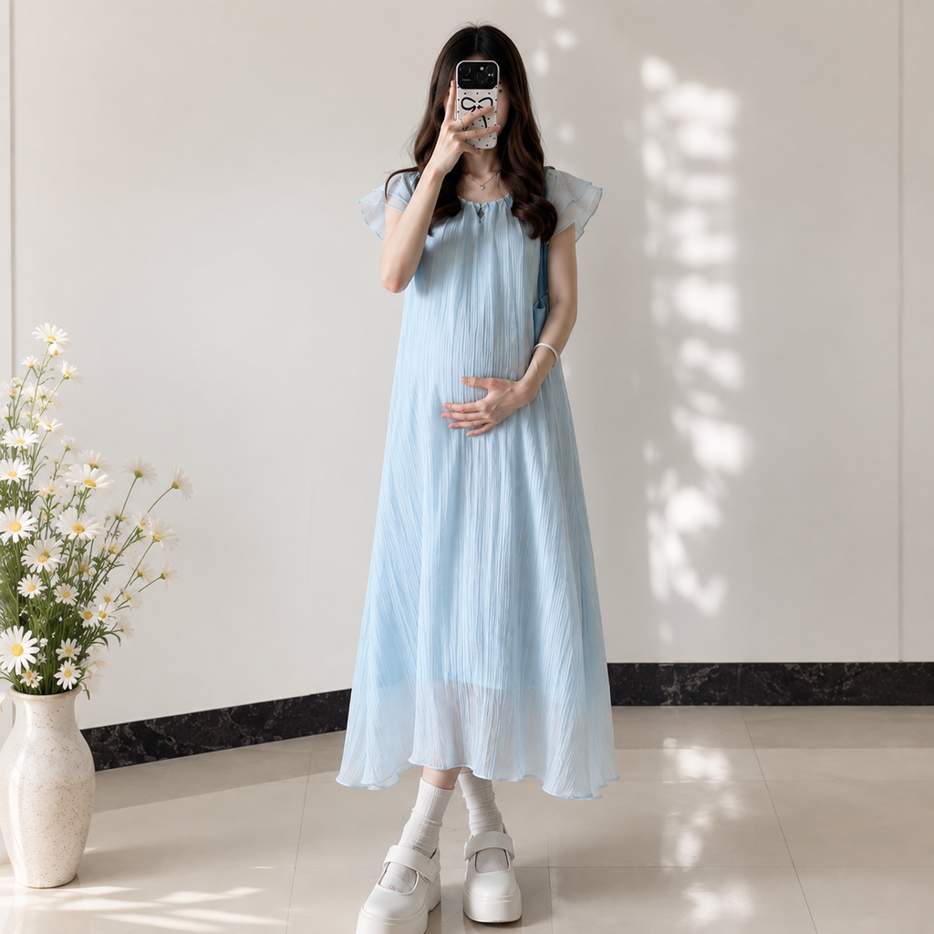 Breezy Flutter Sleeve Maternity Dress – Short & Maxi